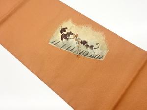 金通し抽象葉に実模様織出し袋帯